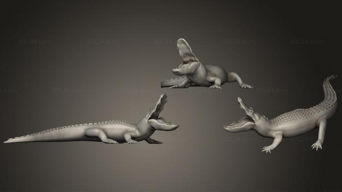 Статуэтки животных (Золотой Аллигатор, STKJ_1016) 3D модель для ЧПУ станка